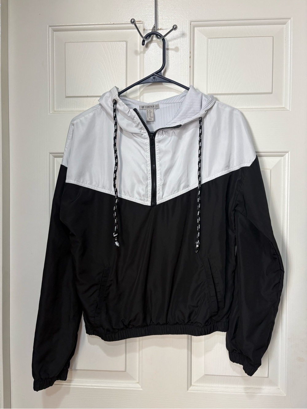 Forever 21 Windbreaker Hoodie - Black & White